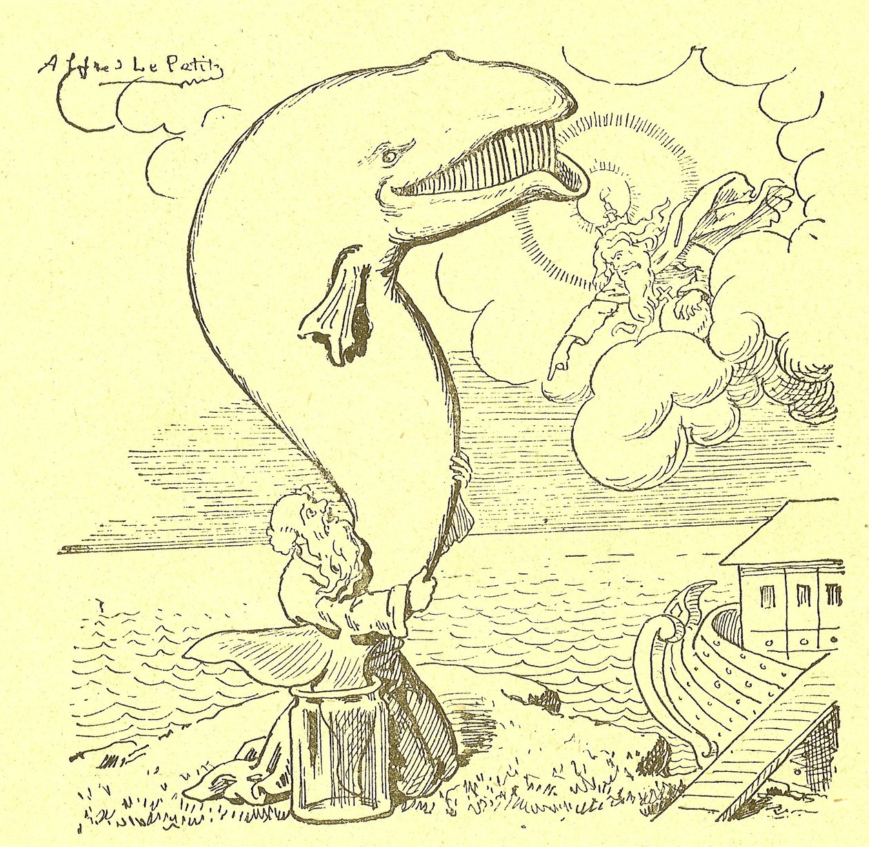 Illustrasjon av Alfred Le Pete (1841-1909) i Gros-Jean og hans kur av Alfred Le Petit