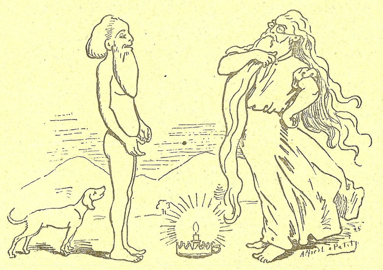 Illustrasjon av Alfred Le Pete (1841-1909) i Gros-Jean og hans kur av Alfred Le Petit