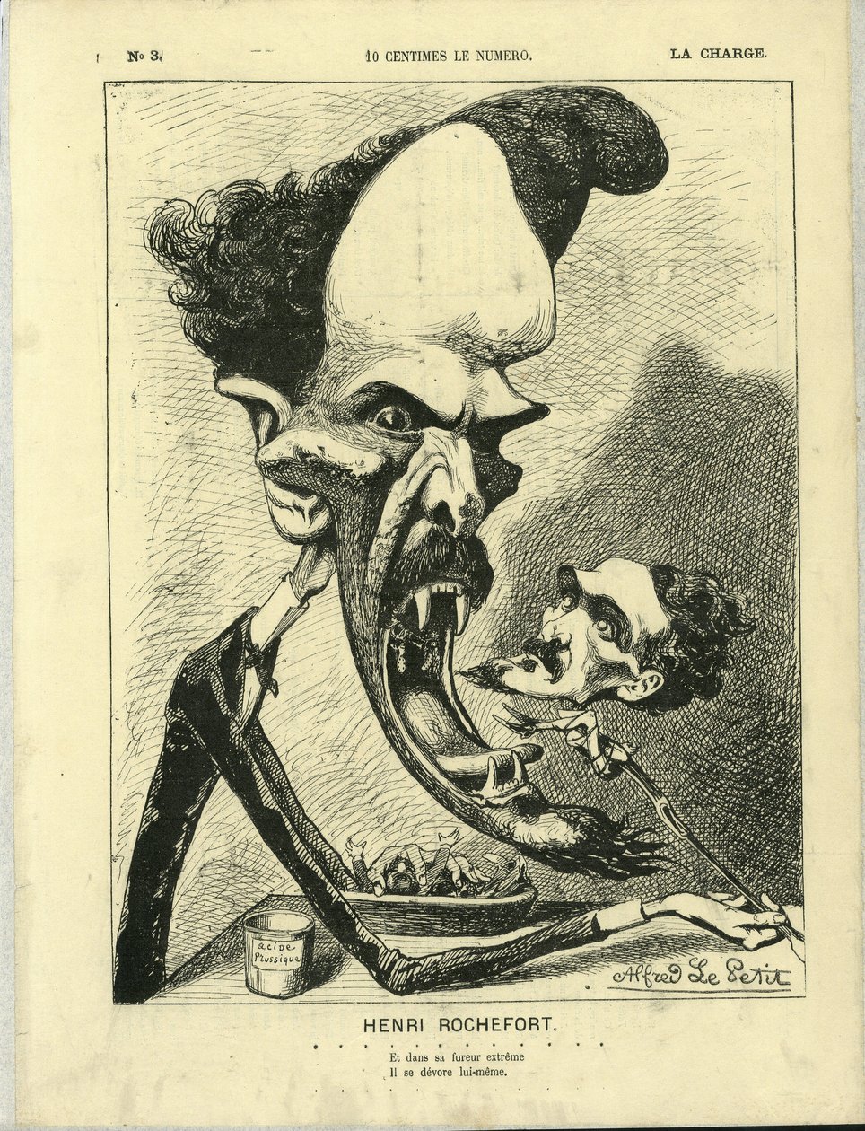 Illustrasjon av Alfred Le Pete (1841-1909) i La Charge (1870), nr. 3 av Alfred Le Petit