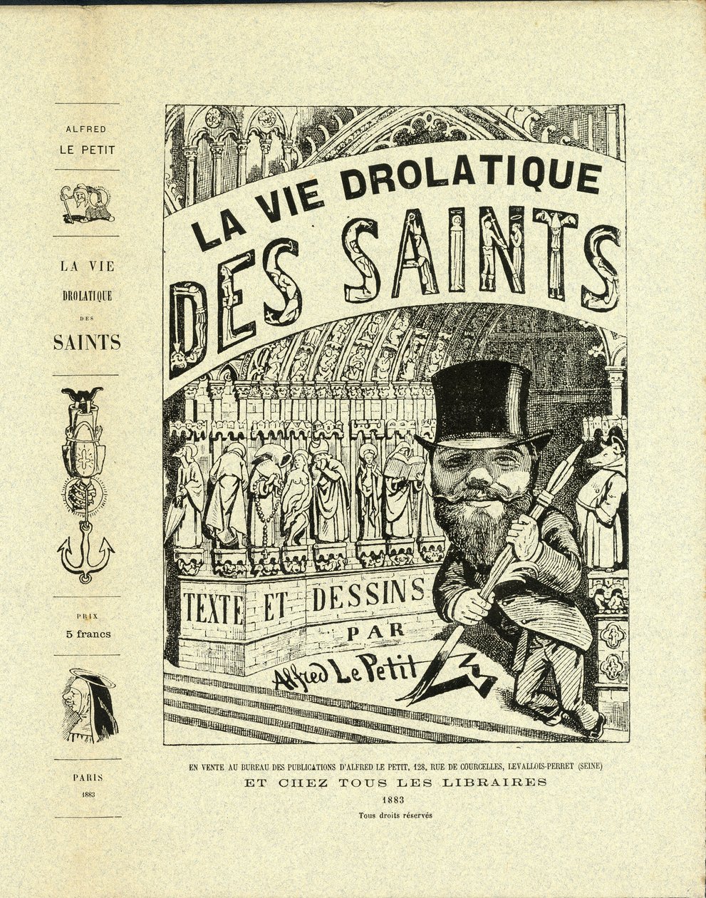 Illustrasjon av Alfred The Little (1841-1909) i The Drolatic Life of the Saints - Skuffer, Selvportrett - Hellige - The Little Alfred av Alfred Le Petit