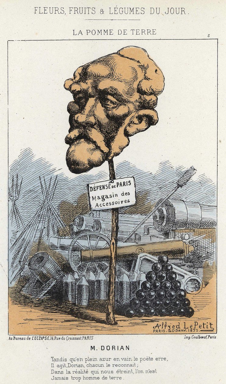 La Potato: Tegneserie om Dorian - ill. fra 20.01.1871 i "Dagens blomster, frukt og grønnsaker" av Alfred Le Petit