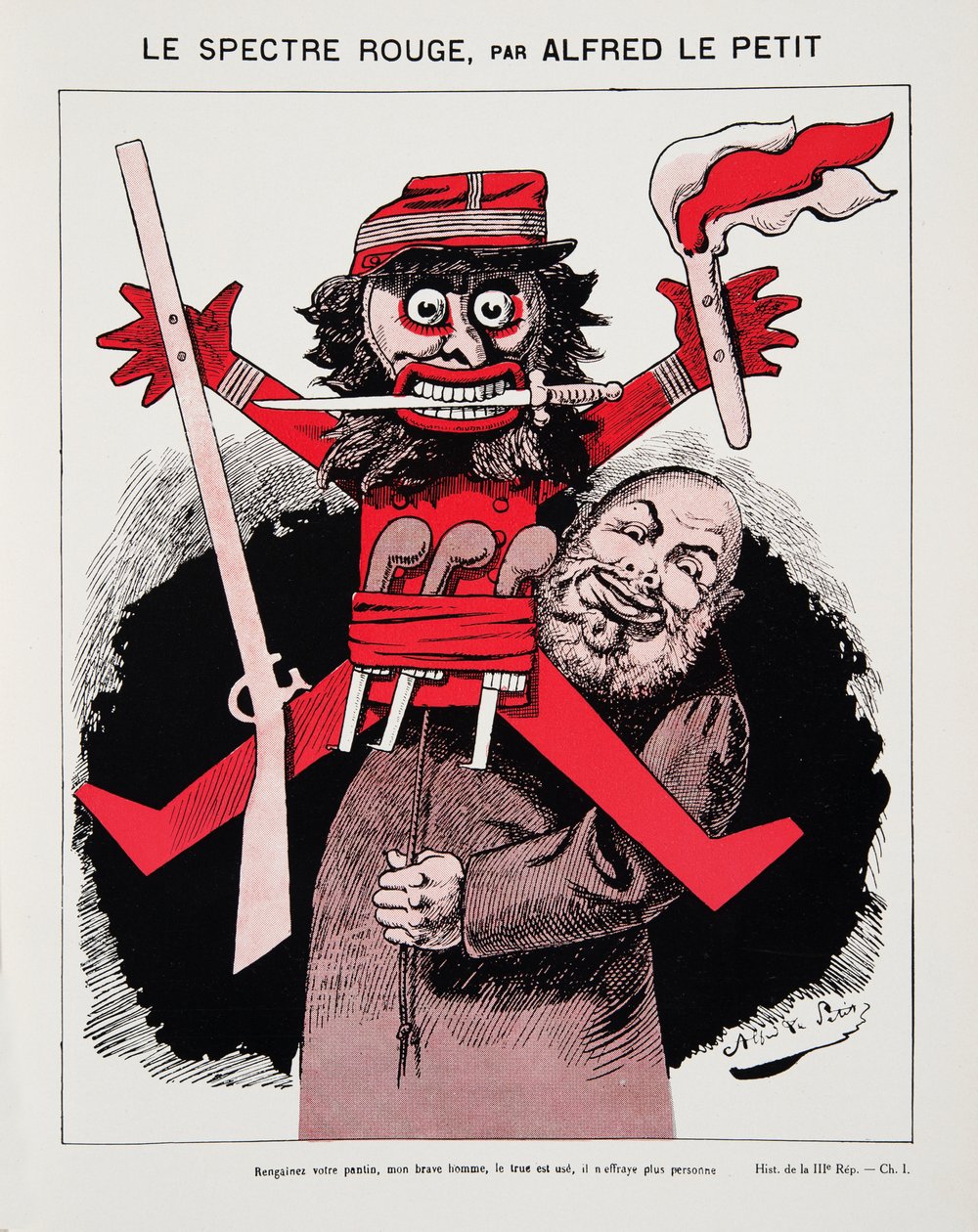 The Red Spectre, fra History of the Third Republic, Vol. I, Politisk historie, pub.1933 (farge litho) av Alfred Le Petit