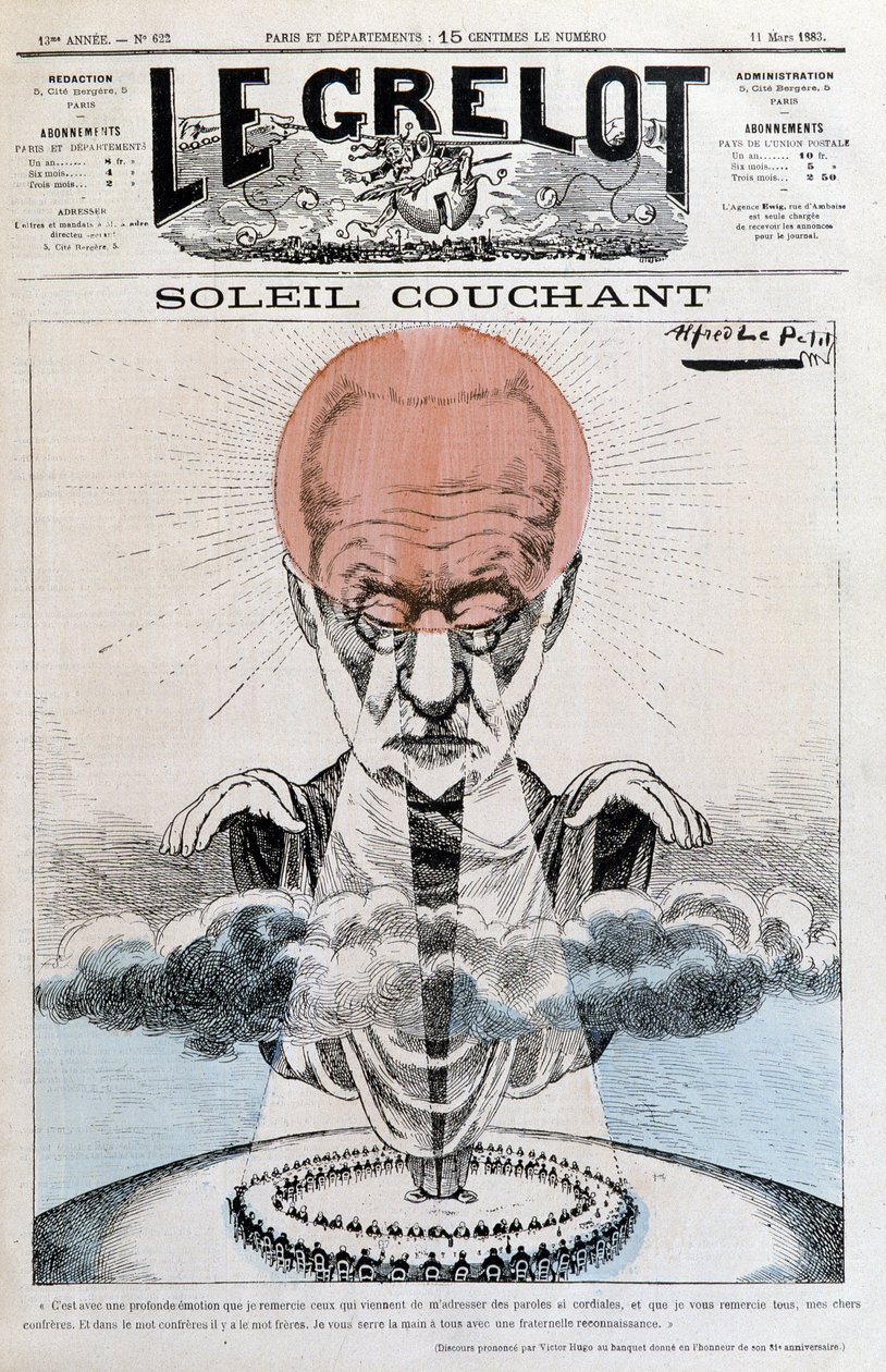 Solnedgang: Victor Hugo - av Alfred Le Pepetit, i "" Le Grelot""" av 11.03.1883 av Alfred Le Petit