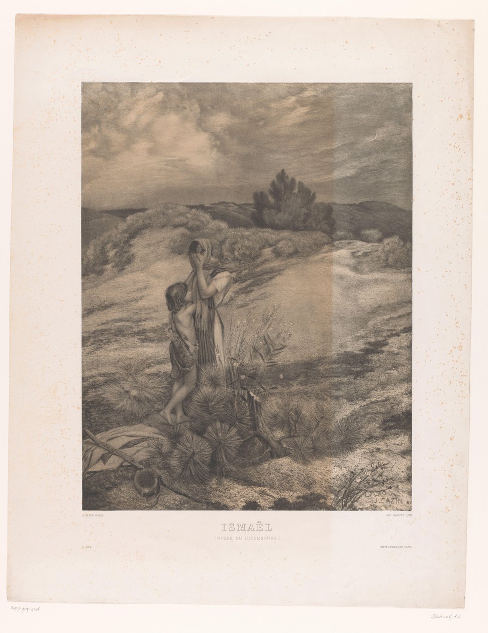 Hagar og Ismael i ørkenen Ismaël (Musée du Luxembourg) (tittel på objekt) av Alfred Louis Bahuet