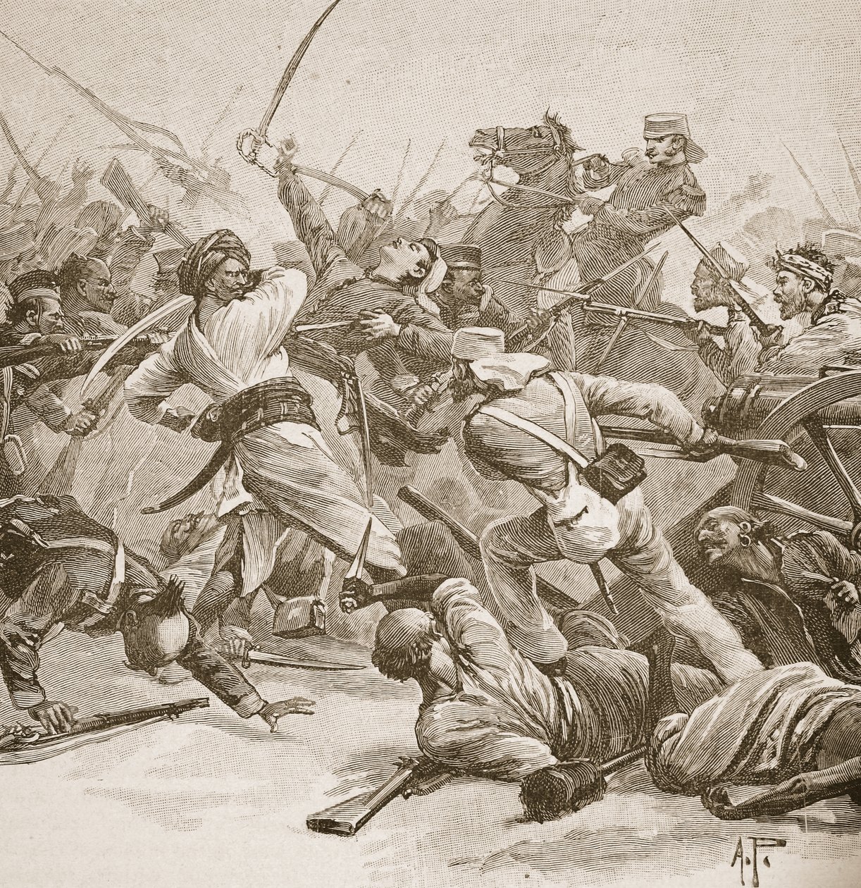'It was Bayonet to Bayonet', illustrasjon fra 'Battles of the Nineteenth Century' av Archibald Forbes, GA Henty og major Arthur Griffiths av Alfred Pearse