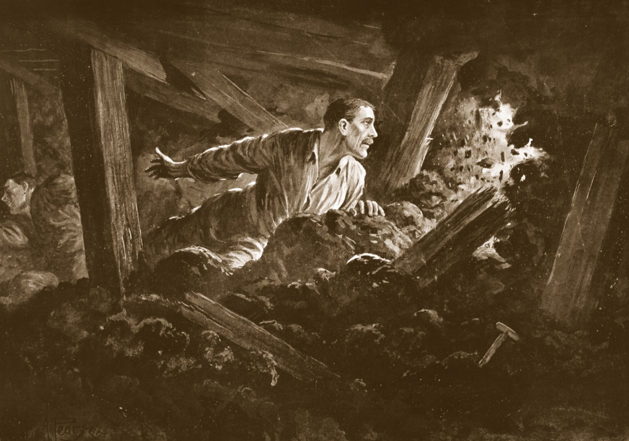 Sapper W. Hackett nekter å forlate en kamerat som lå alvorlig skadet i et gruvegalleri av Alfred Pearse