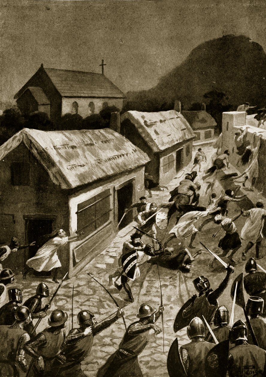 Skottenes storming av Berwick, november 1354, illustrasjon fra 