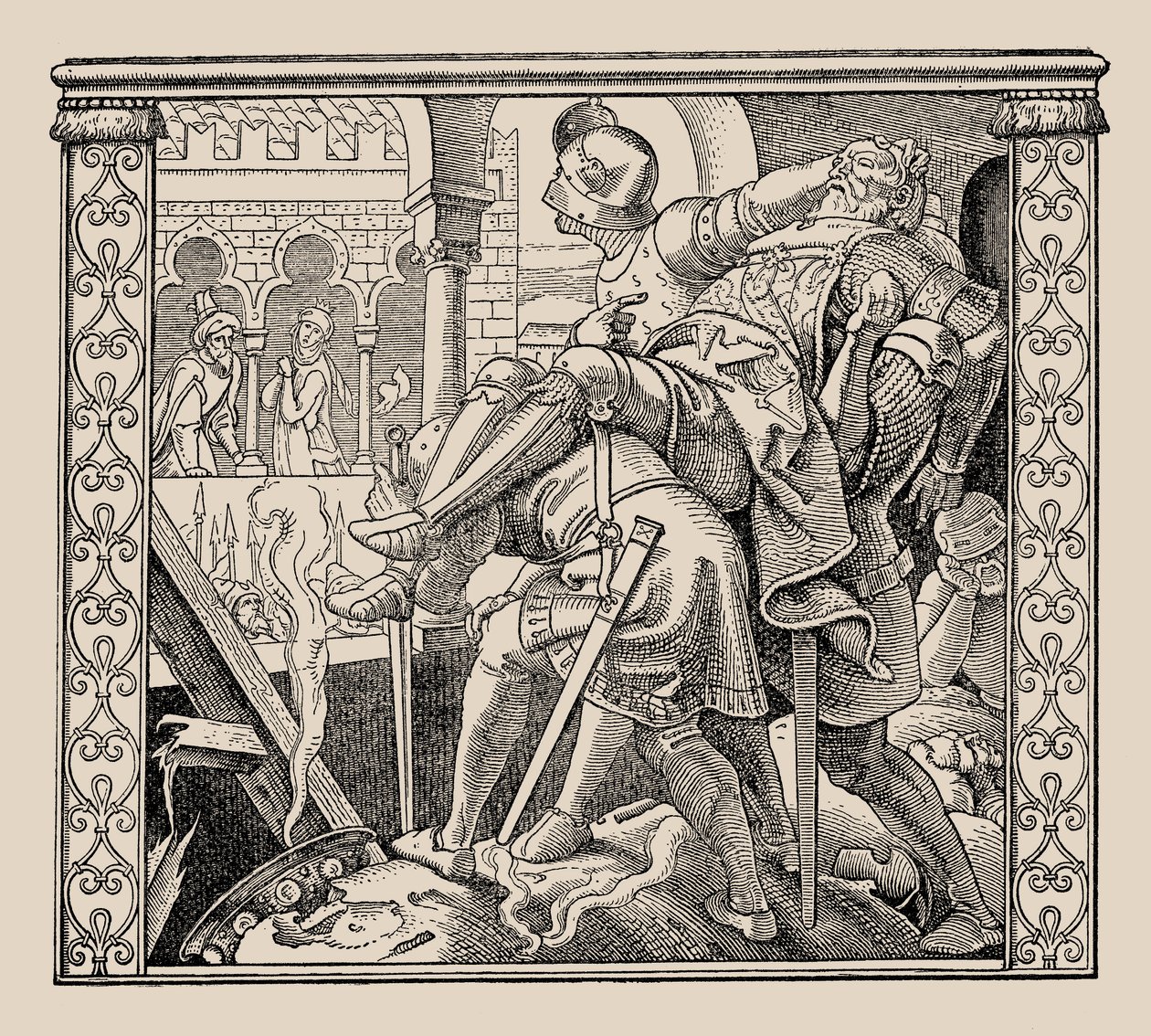 Die Nibelungen. Hvordan Rudigers korps presenteres for Krimhild, 1840-1841. av Alfred Rethel