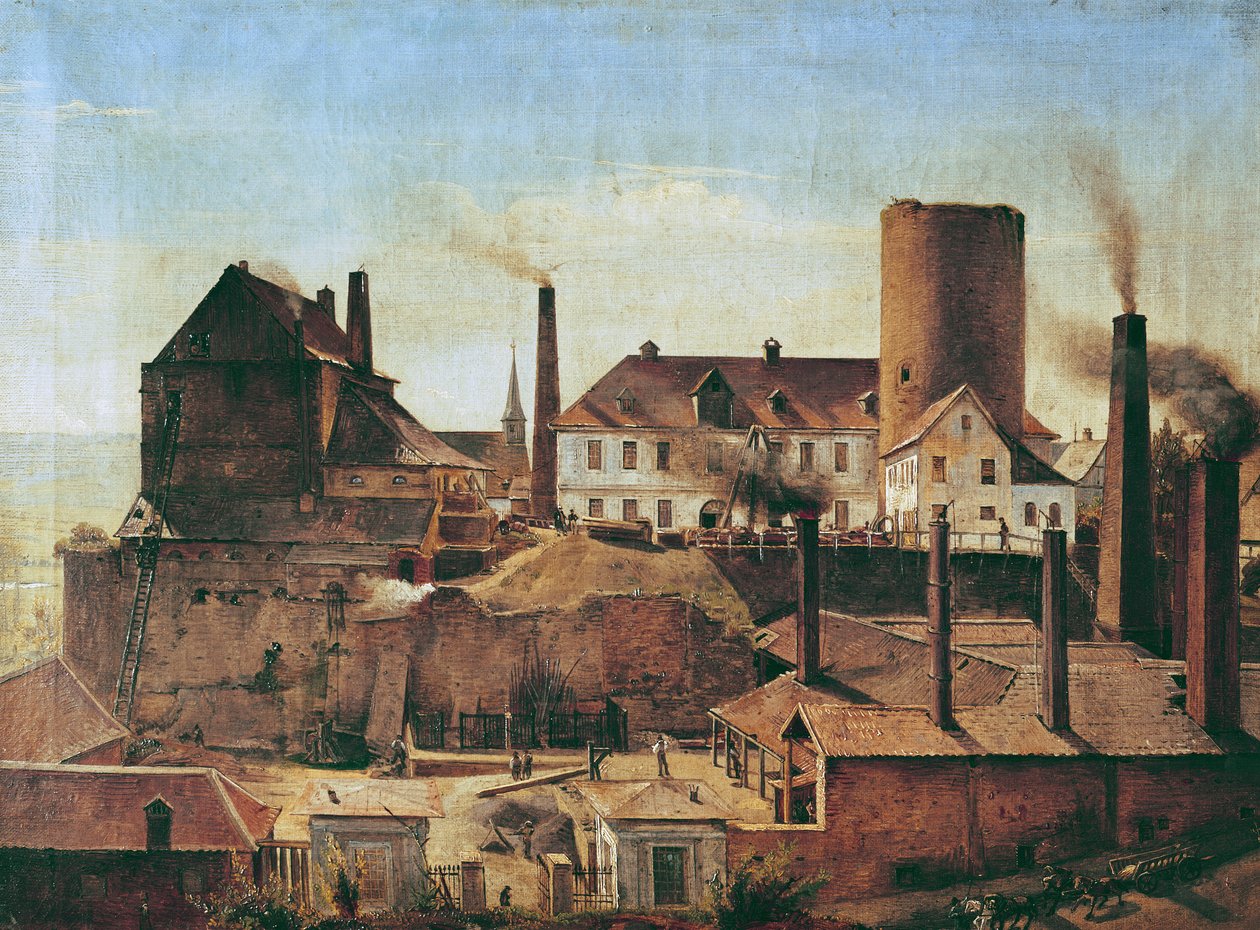 Harkortfabrikken ved Burg Wetter, ca. 1834 av Alfred Rethel