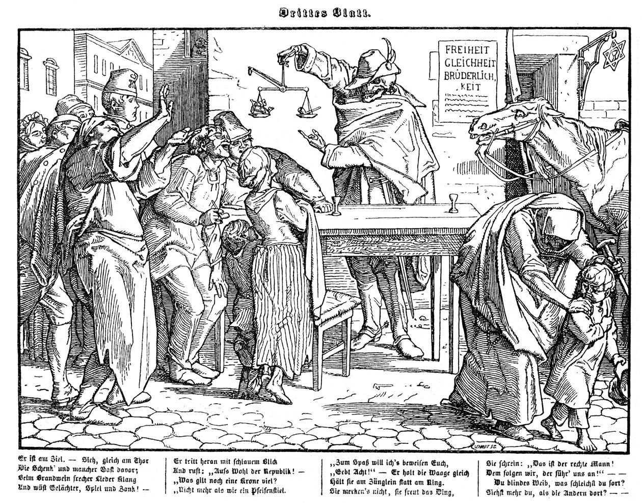 Totentanz 1848: Døden beviser at alle mennesker er like av Alfred Rethel