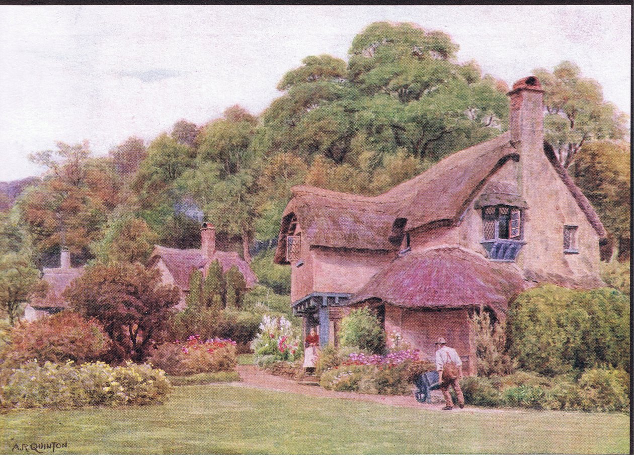 Almshouses, Selworthy Green, Somerset, fra The Cottages and the Village Life of Rural England utgitt av Dent & Sons Limited av Alfred Robert Quinton