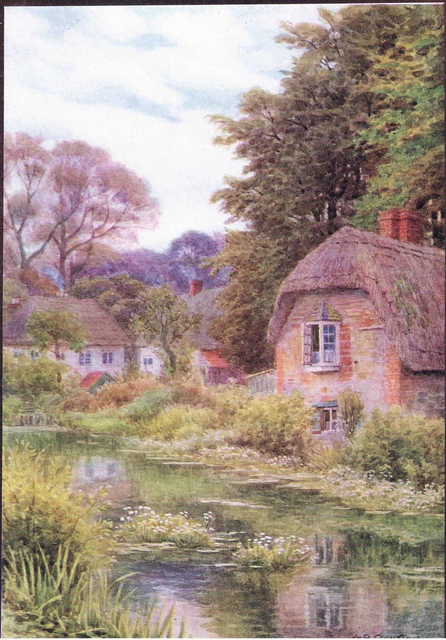 On the Avon at Lake, nær Salisbury, fra The Cottages and the Village Life of Rural England utgitt av Dent & Sons Limited av Alfred Robert Quinton