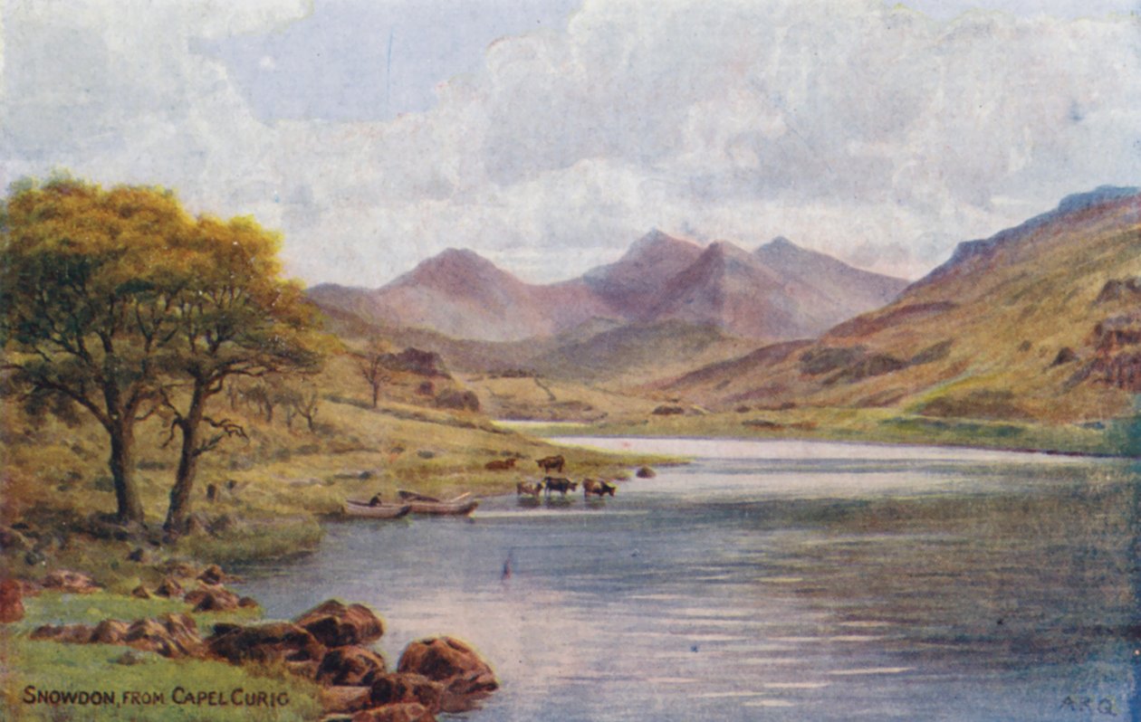 Snowdon, fra Capel Curig (farge litho) av Alfred Robert Quinton