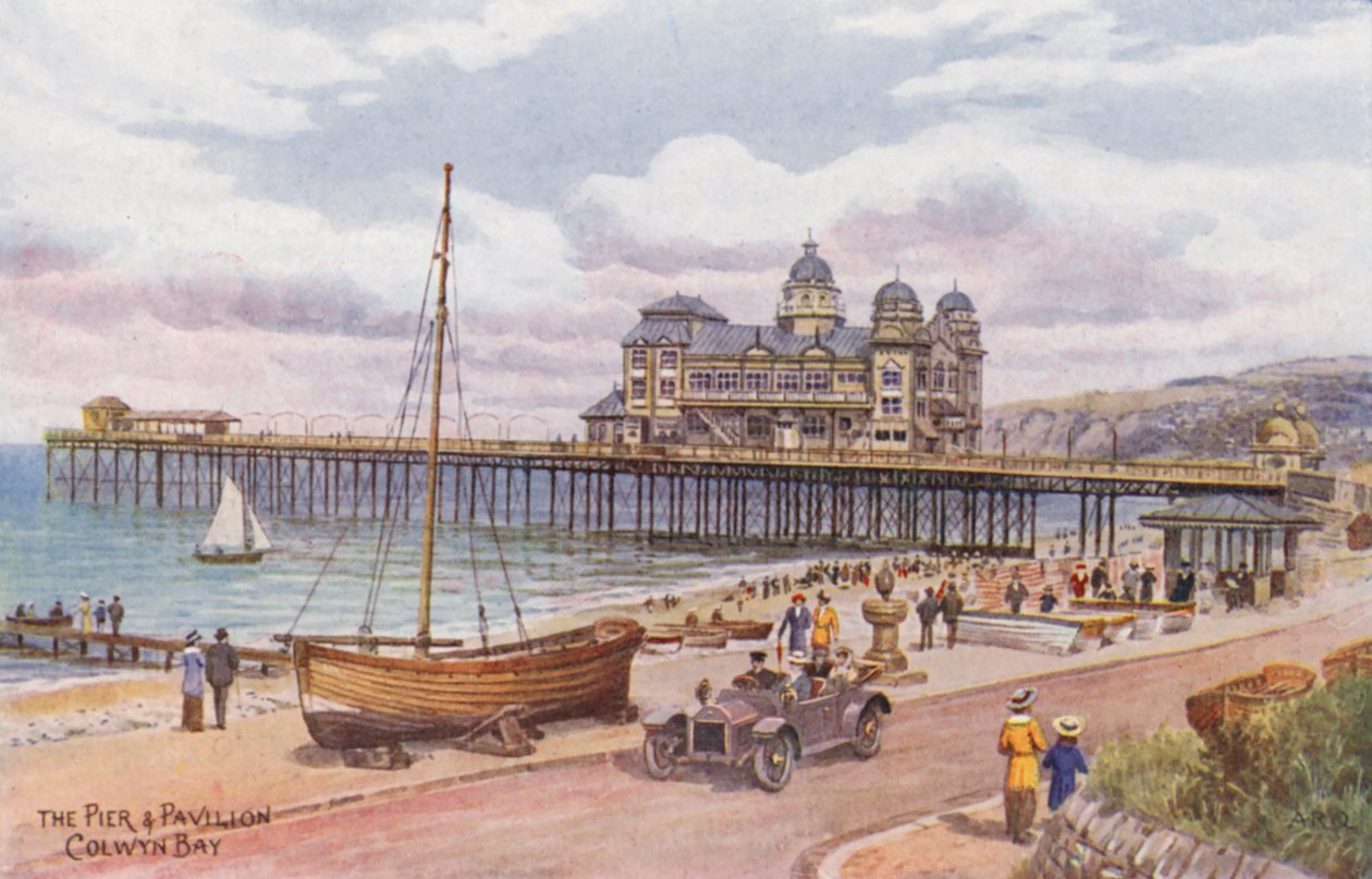 The Pier and Pavilion, Colwyn Bay (farge litho) av Alfred Robert Quinton