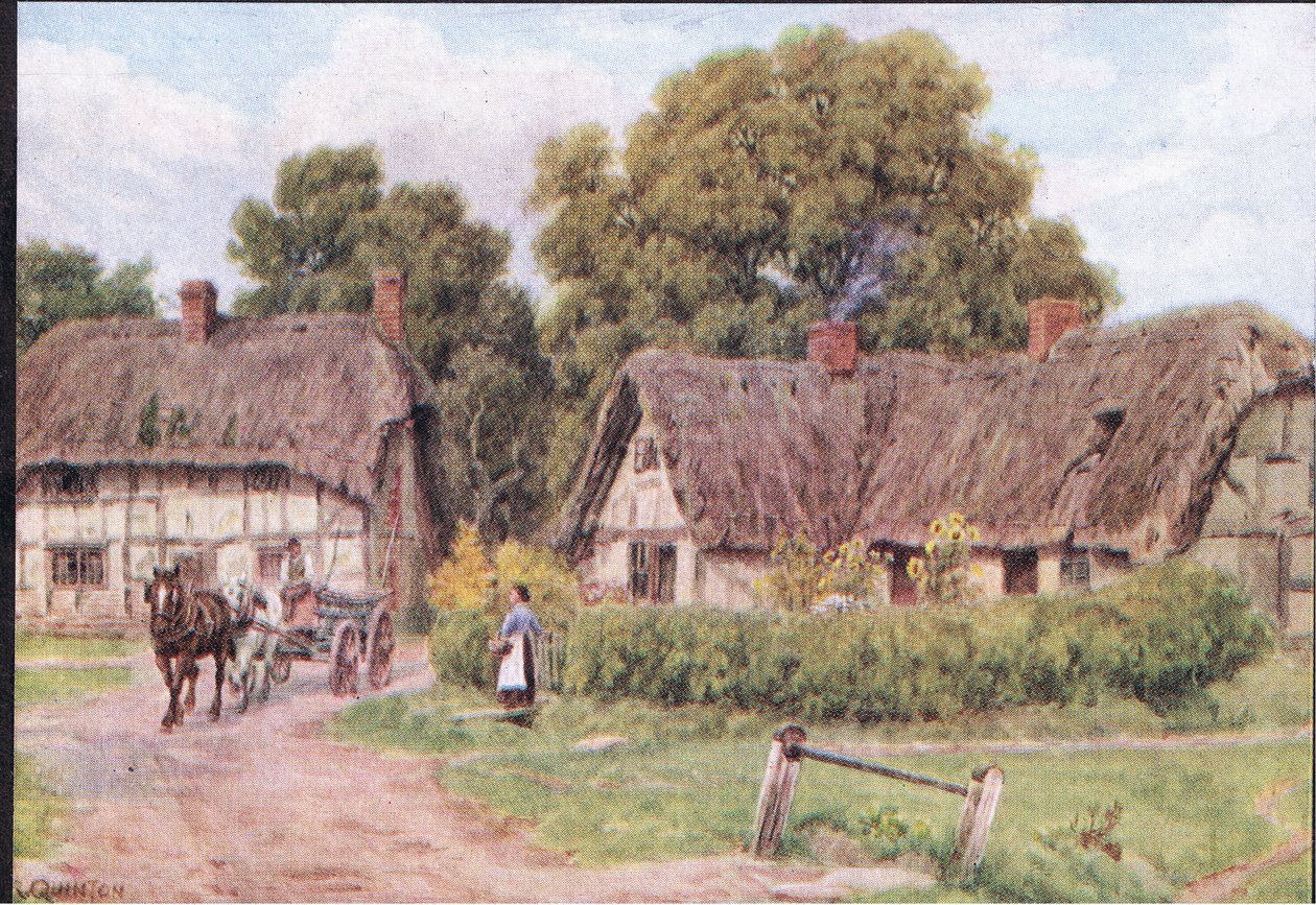 West Hagbourne, Berkshire, fra The Cottages and the Village Life of Rural England utgitt av Dent & Sons Limited, 1912 av Alfred Robert Quinton