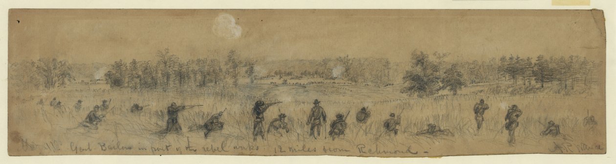 Genl. Barlow foran opprøreren fungerer. 20 km fra Richmond av Alfred Rudolph Waud