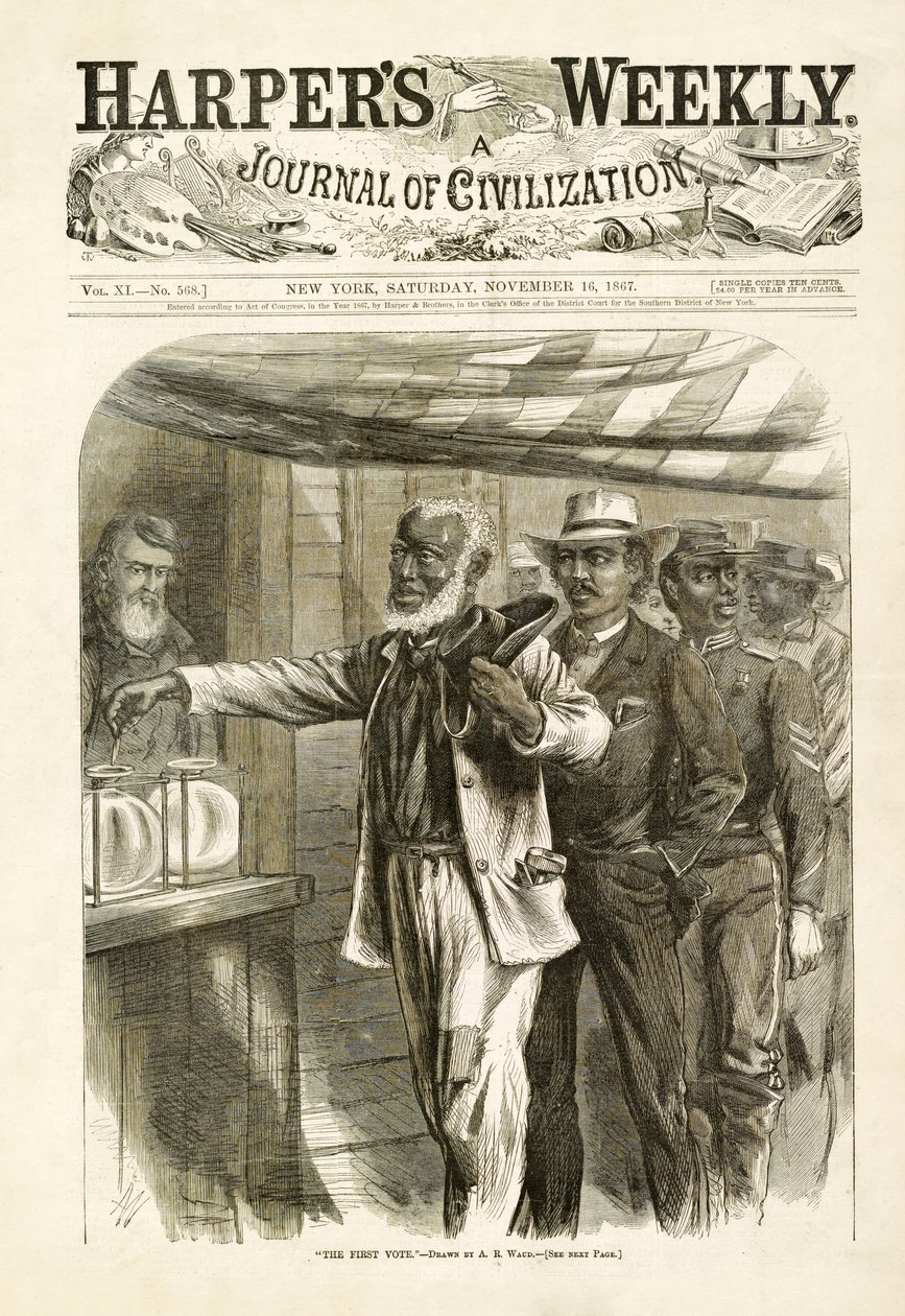 The First Vote, pub. Harpers Weekly, 1867 av Alfred Rudolph Waud