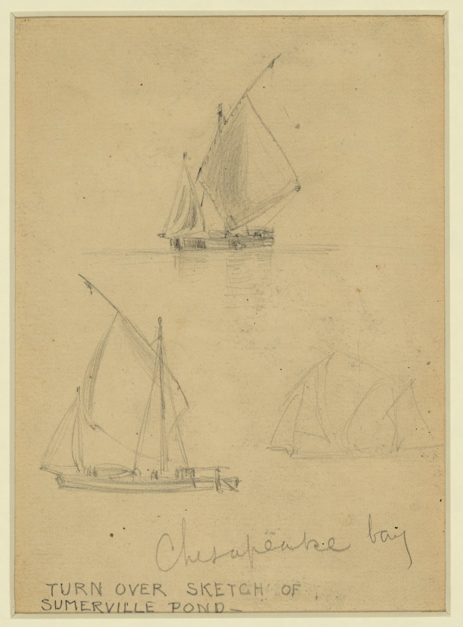 Tre seilbåter på Chesapeake Bay av Alfred Rudolph Waud