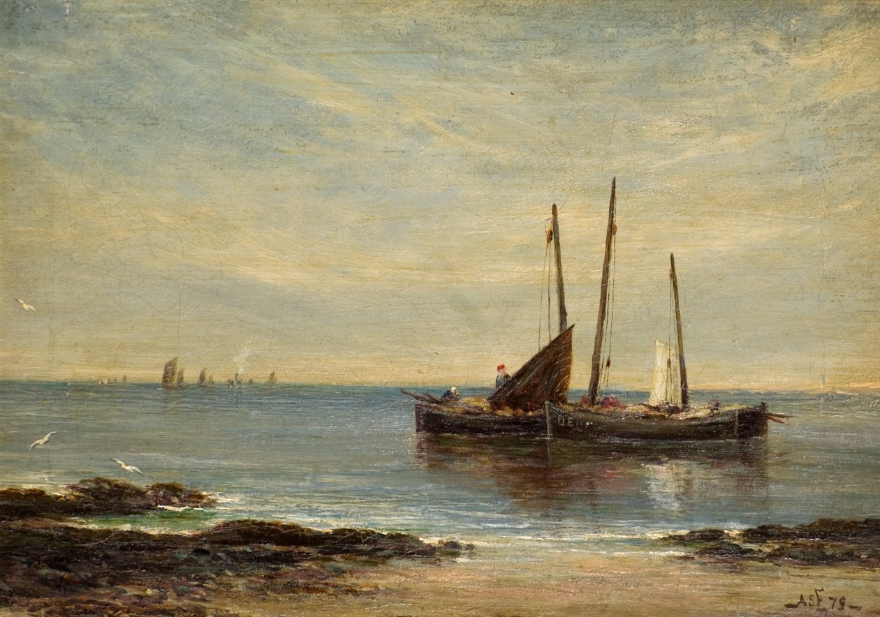 Fiskebåter ved munningen av Tay av Alfred Sanderson Edward