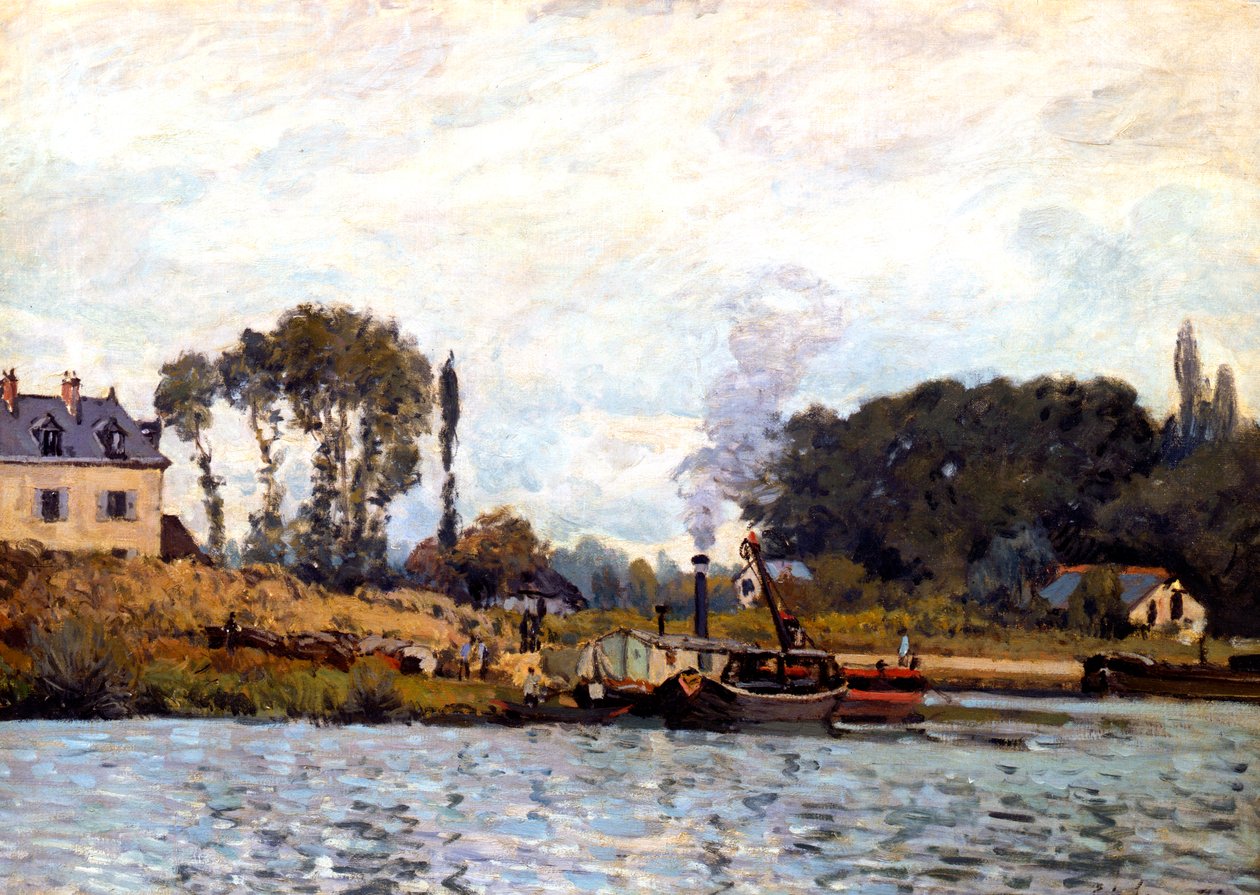 Båter på kanalen, 1873 av Alfred Sisley