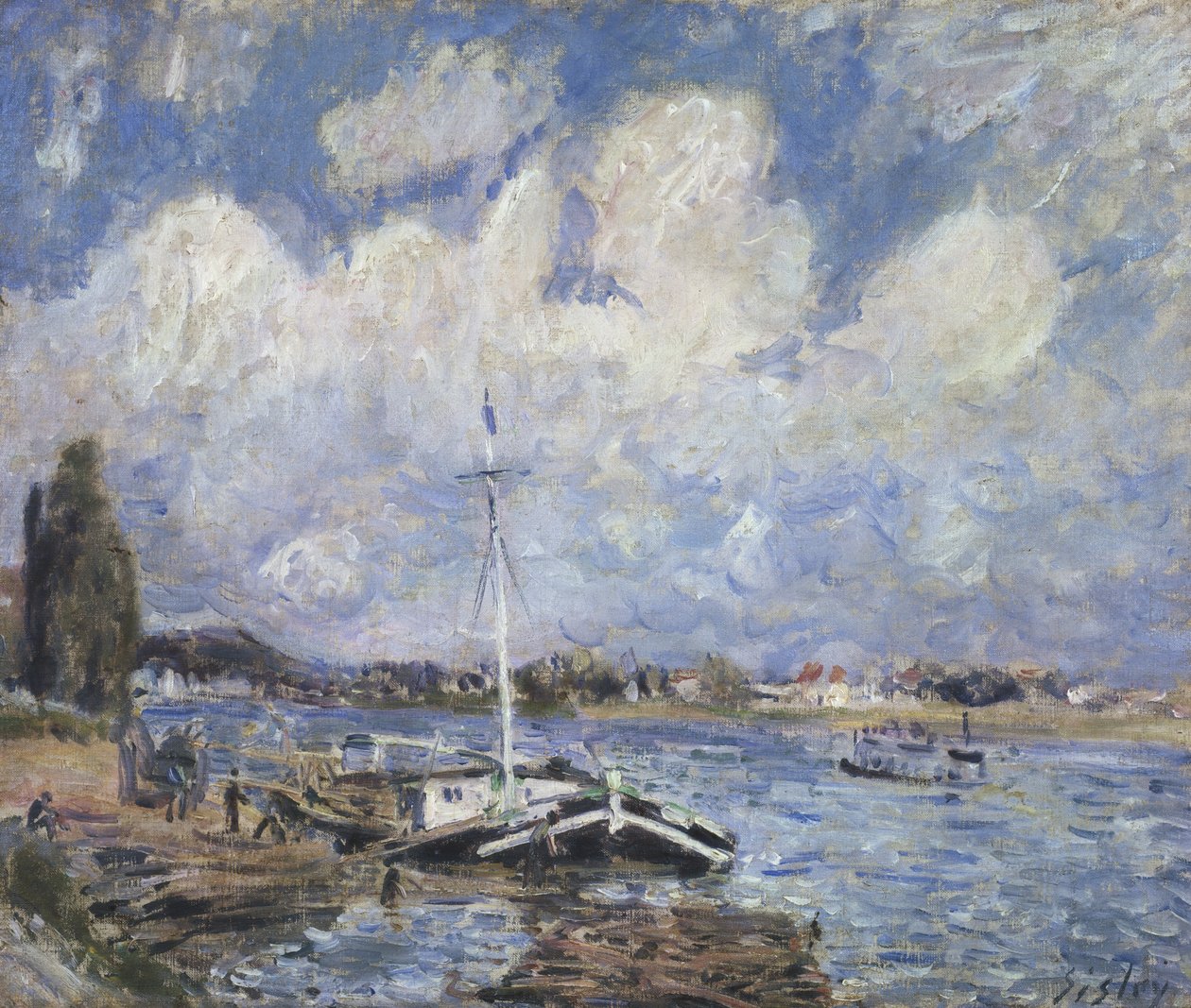Båter på Seinen, ca. 1877 av Alfred Sisley