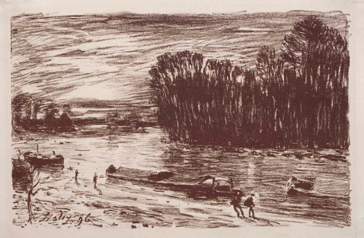 Banks of the Loing, nær Saint-Mammès av Alfred Sisley
