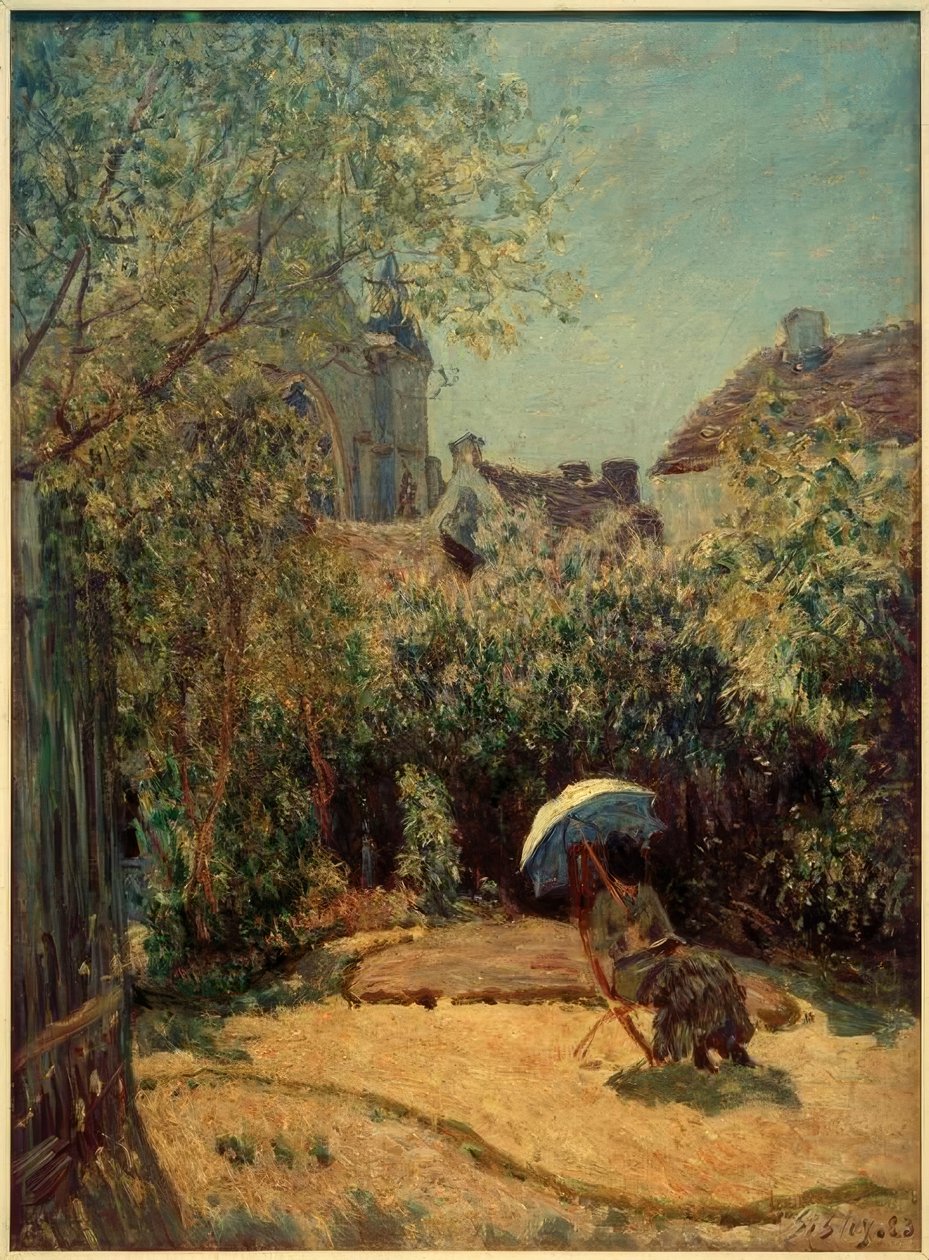 Kvinne med parasoll - Sommerscene av Alfred Sisley
