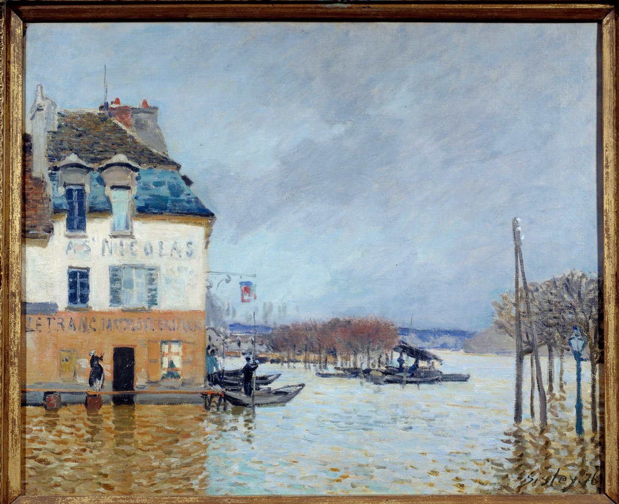 Flood, Port Marly (Port-Marly) Maleri av Alfred Sisley (1839-1899) 1876 Søn. 0,5x0,61 m Rouen, musee des Beaux Arts av Alfred Sisley