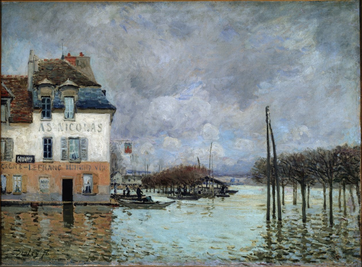 Flood at Port-Marly - Olje på lerret av Alfred Sisley
