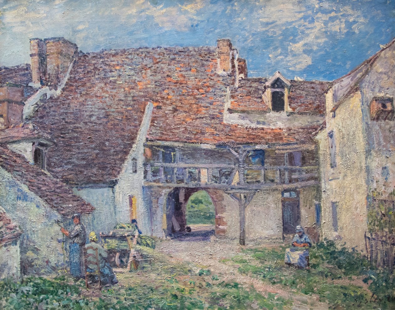 Gårdsplass i Saint-Mammès av Alfred Sisley