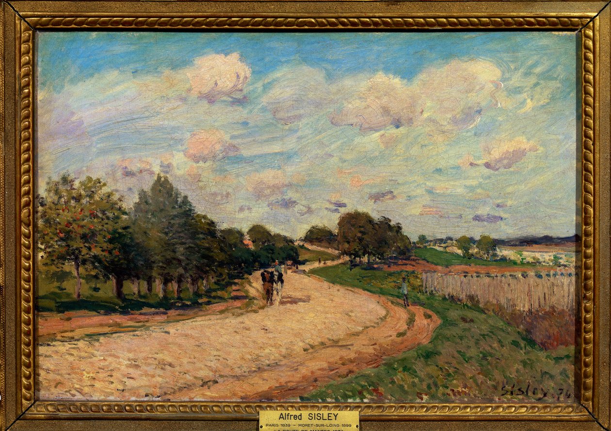 Veien til Mantes Maleri av Alfred Sisley (1839-1899) 1874 Dim 0,38 x 0,55 m Paris Louvre museum Obligatorisk omtale: Donasjon Helene og Victor Lyon av Alfred Sisley