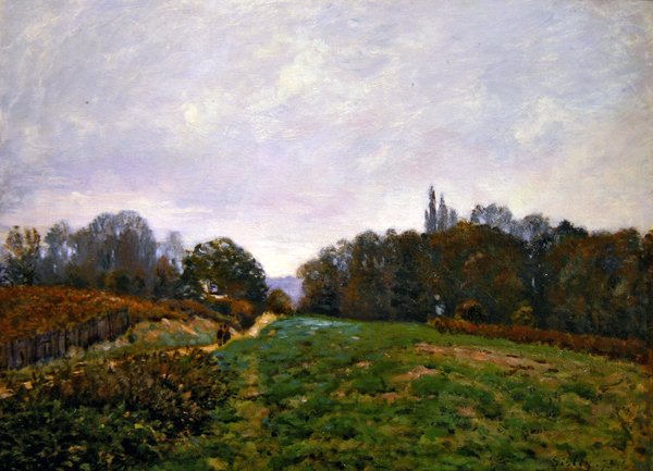Landskap ved Louveciennes av Alfred Sisley