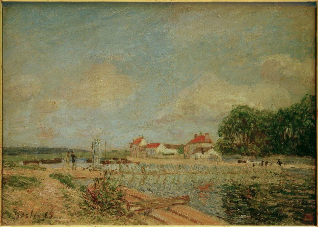 Loing-demningen i Saint-Mammès av Alfred Sisley