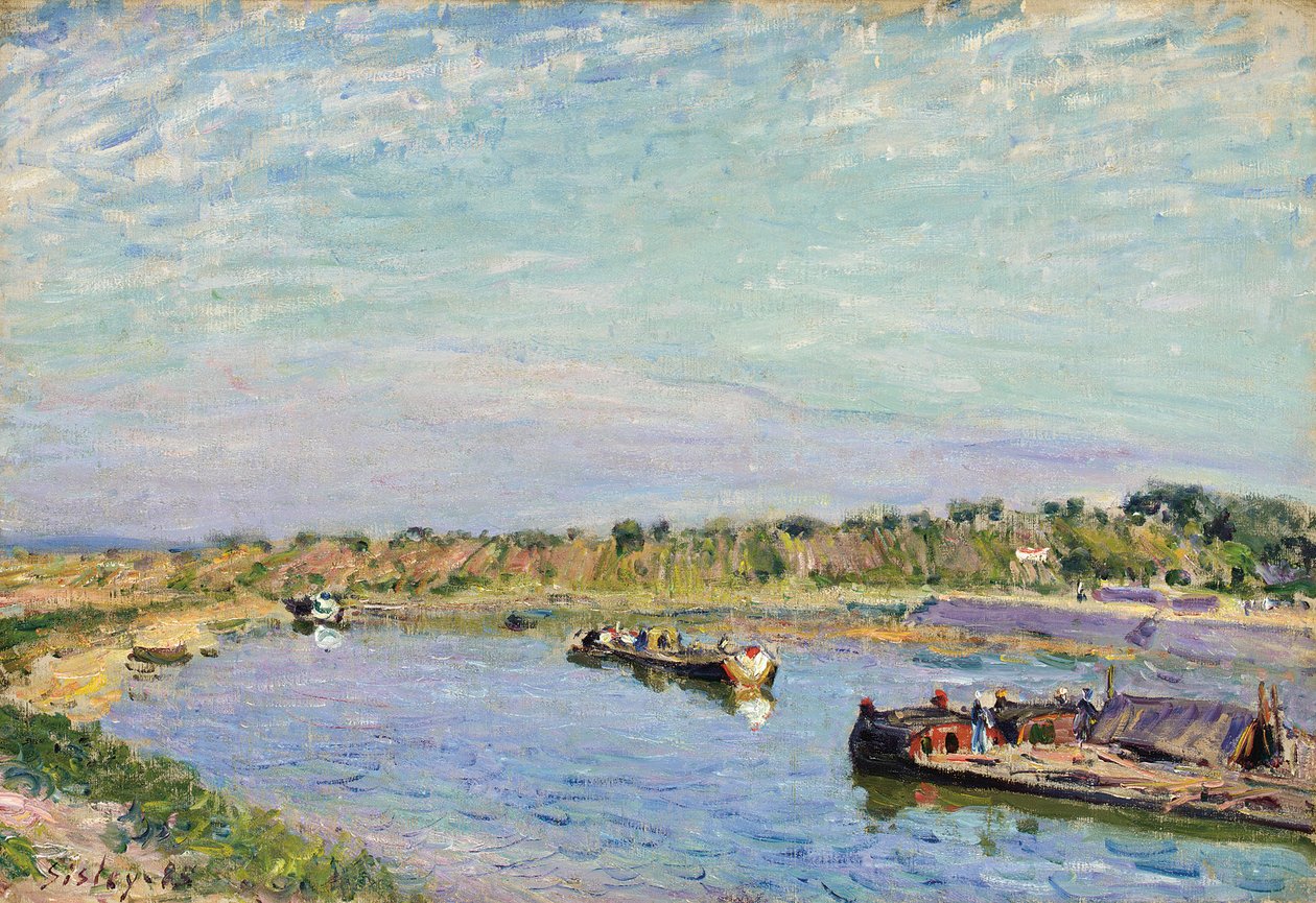 Havnen i Saint Mammes, morgen, 1885 av Alfred Sisley