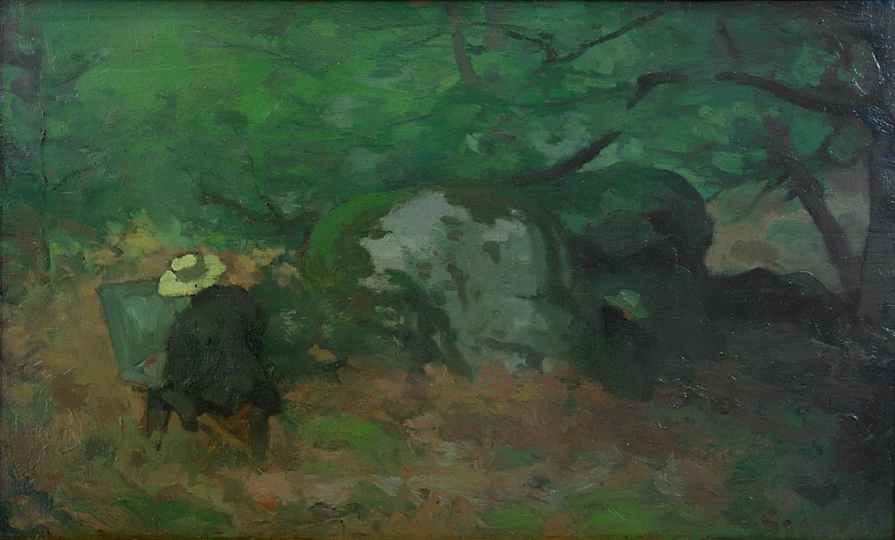 Maleren Monet i Fontainebleau-skogen av Alfred Sisley