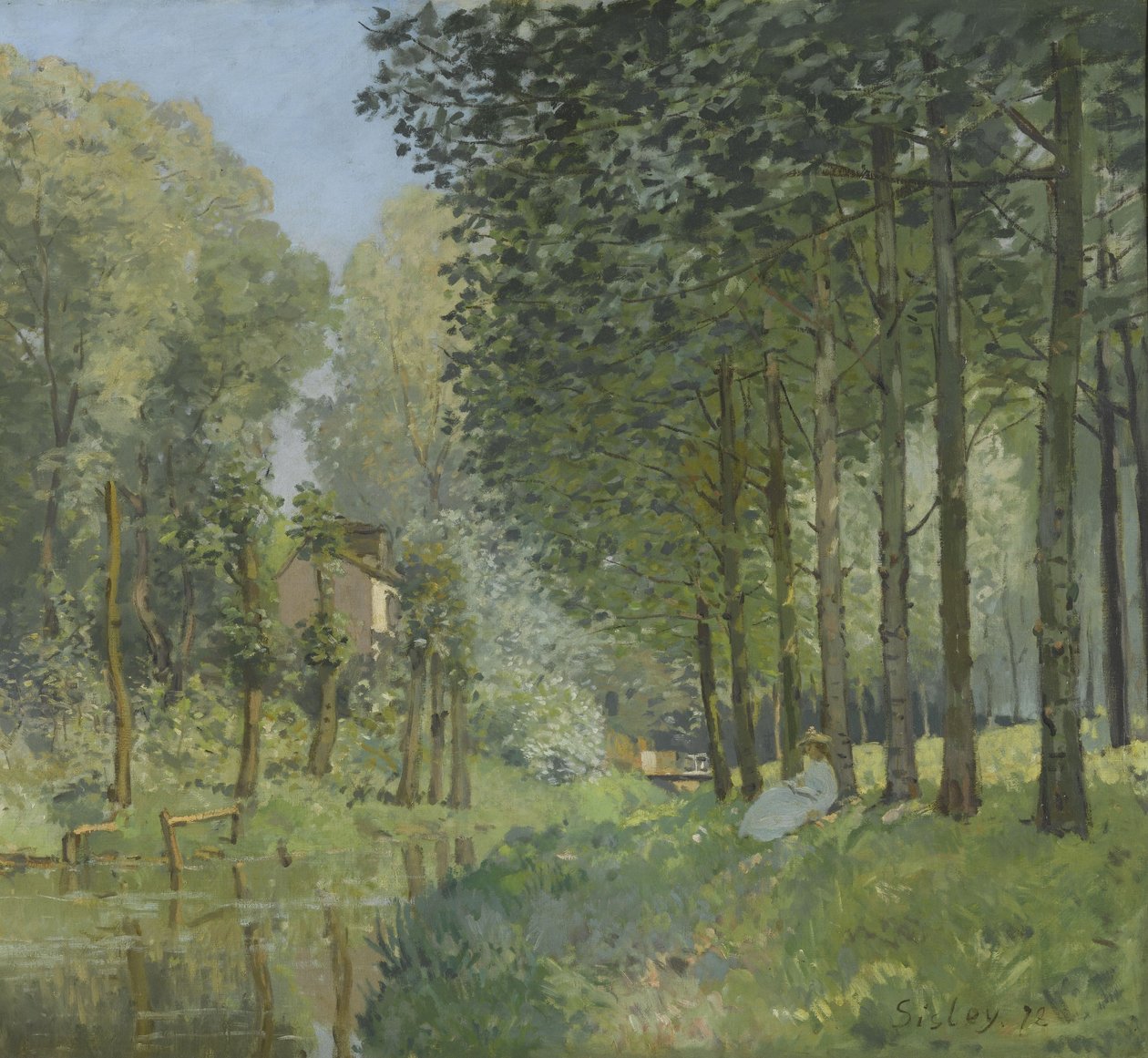 Hviler ved bekken. Skogkanten. av Alfred Sisley