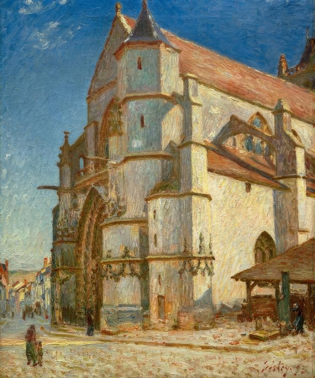 Morets kirke i morgensolen av Alfred Sisley