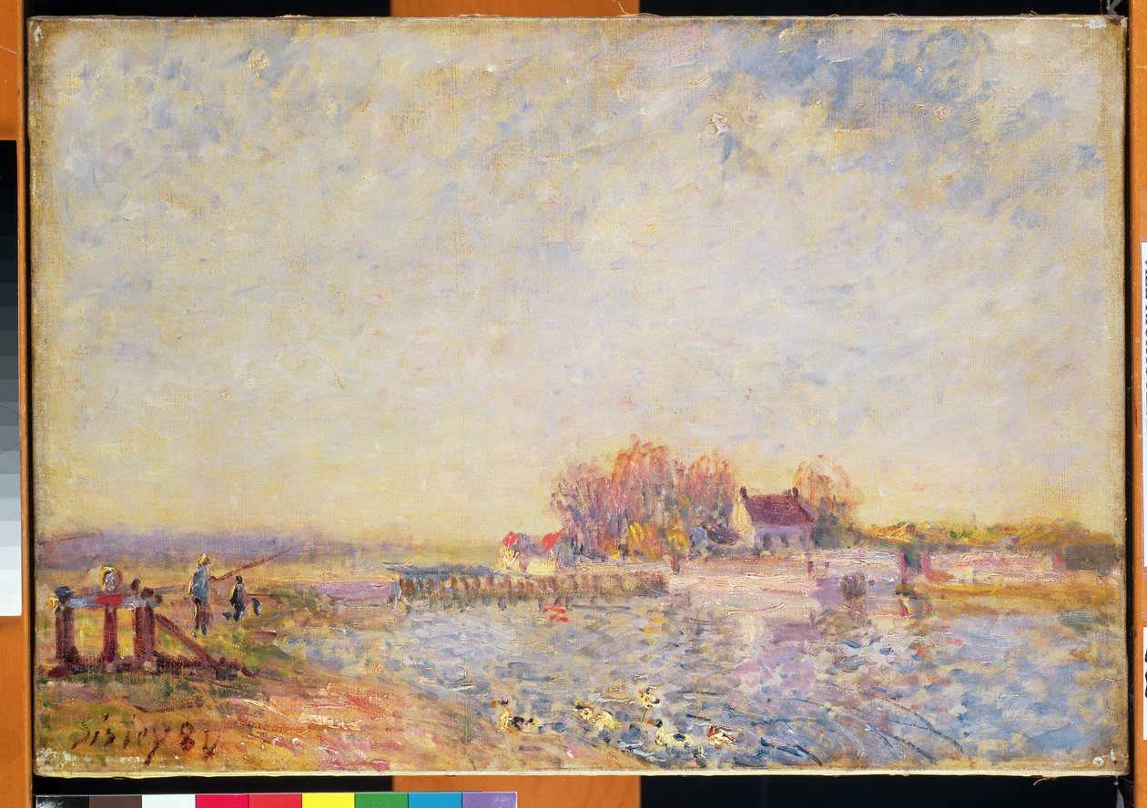 Elvescene med ender, 1881 av Alfred Sisley