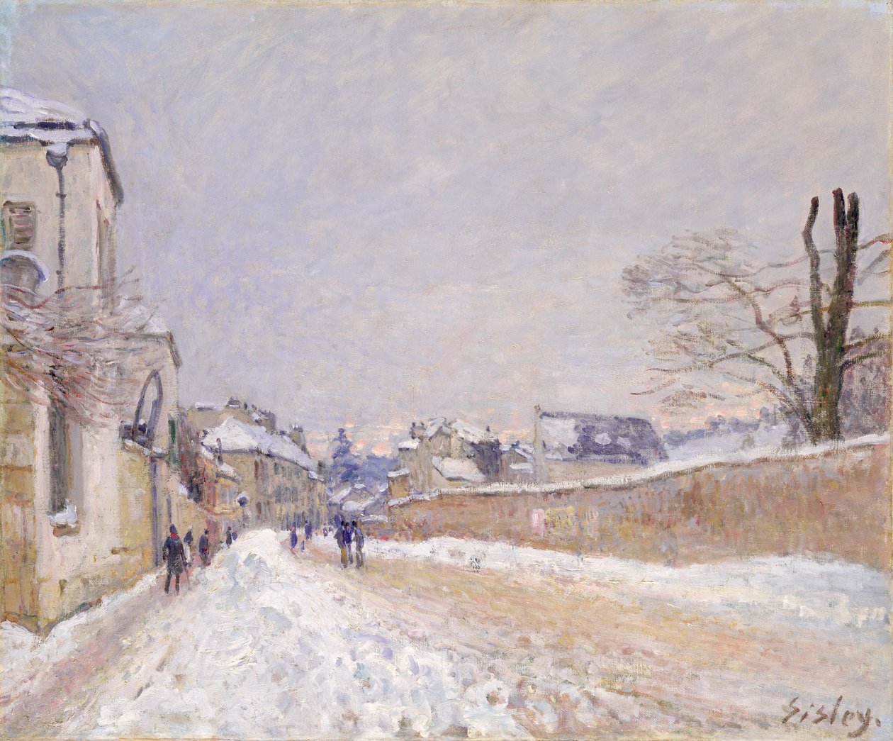Rue Eugène Moussoir i Moret: Vinter, 1891. av Alfred Sisley