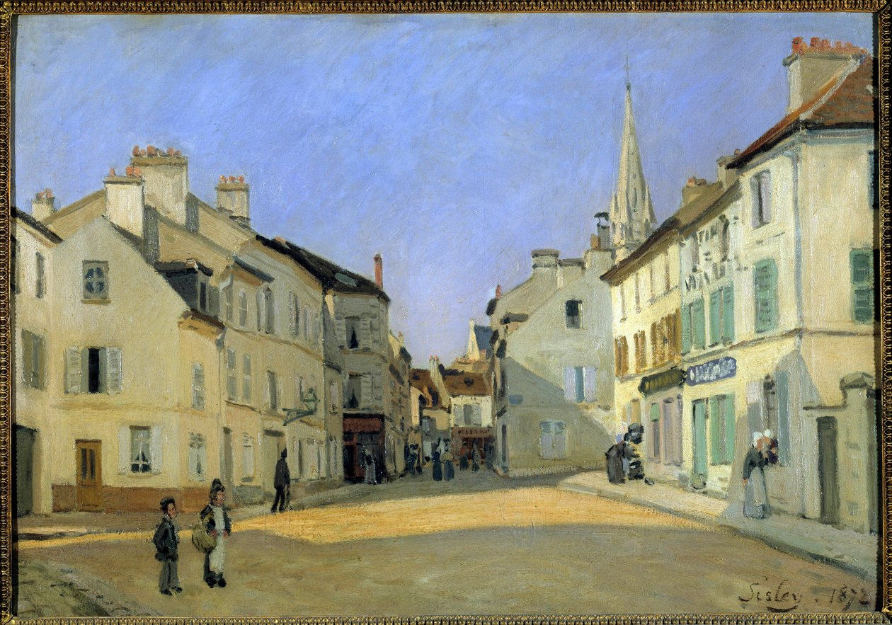 Rue de la Chaussée i Argenteuil eller Place in Argenteuil Maleri av Alfred Sisley (1839-1899). 1872. Størrelse 0,46x0,66 m. Paris, Musee d