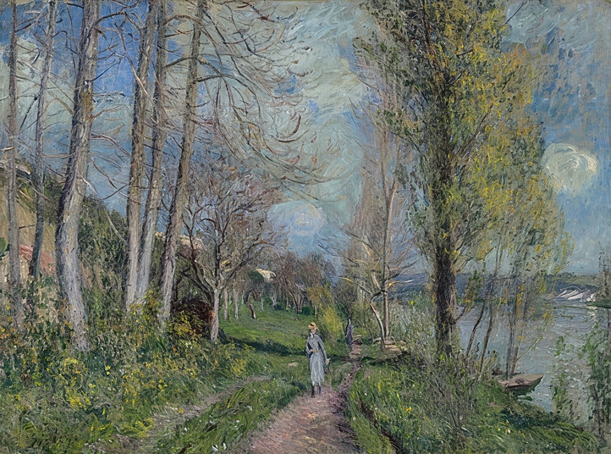 Banks of the Seine ved By. Ca 1880-81 av Alfred Sisley