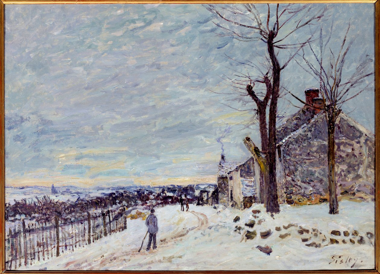 Snøvær i Veneux-Nadon (Veneux Nadon en Seine et Marne). Maleri av Alfred Sisley (1839 - 1899) av Alfred Sisley