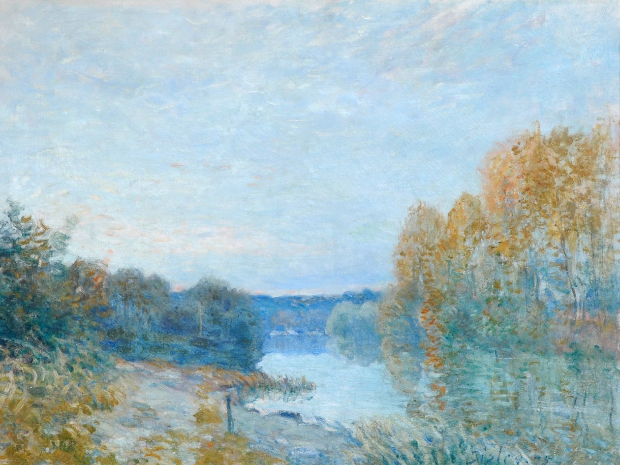 Soleil Couchant, høstkveld på elven av Alfred Sisley
