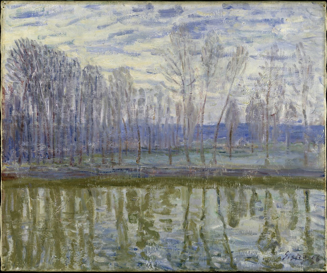 Sur les rives du Loing - On the Shores of Loing, av Sisley, Alfred (1839-1899). Olje på lerret av Alfred Sisley