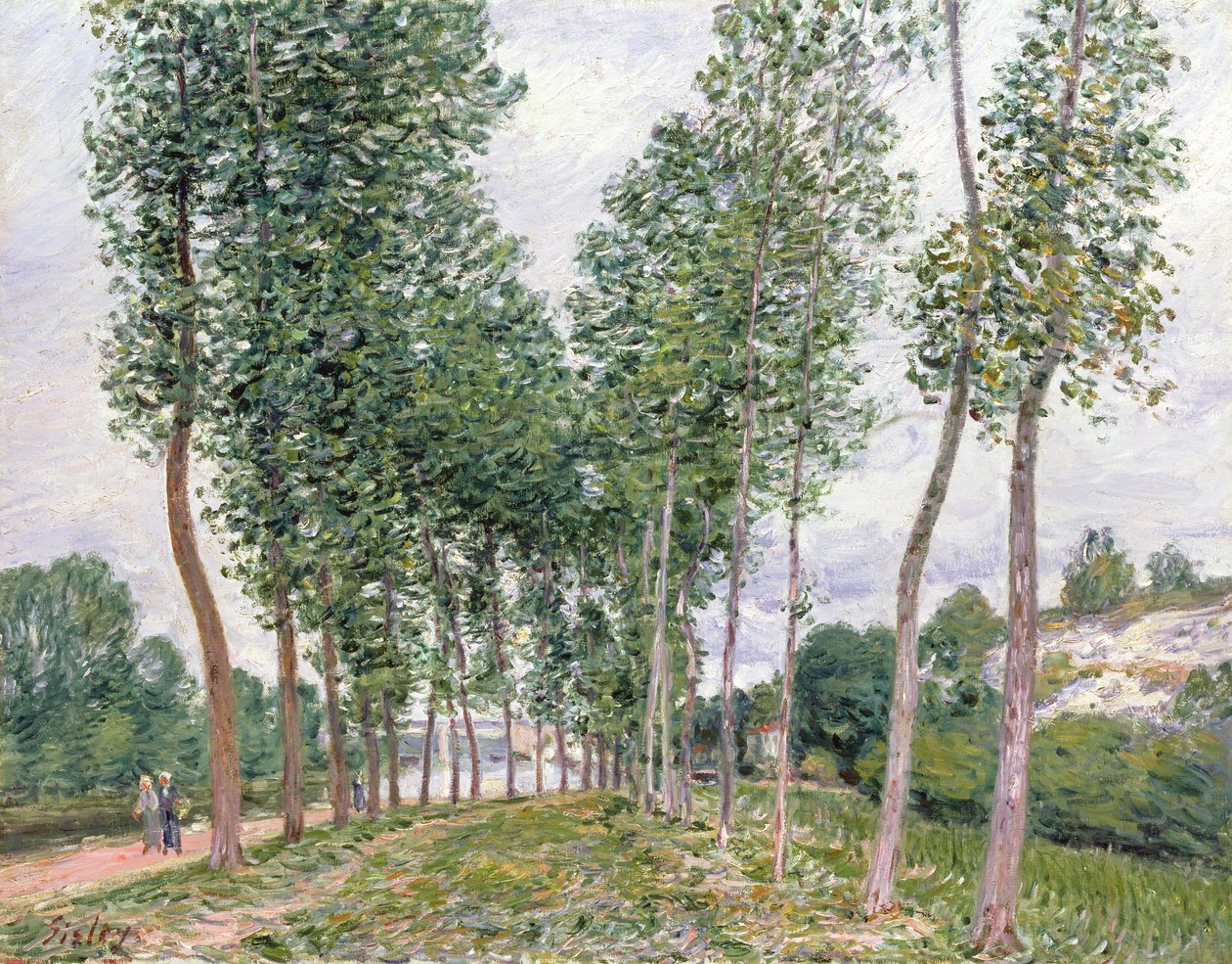 Avenue of Poplars langs bredden av Loing av Alfred Sisley