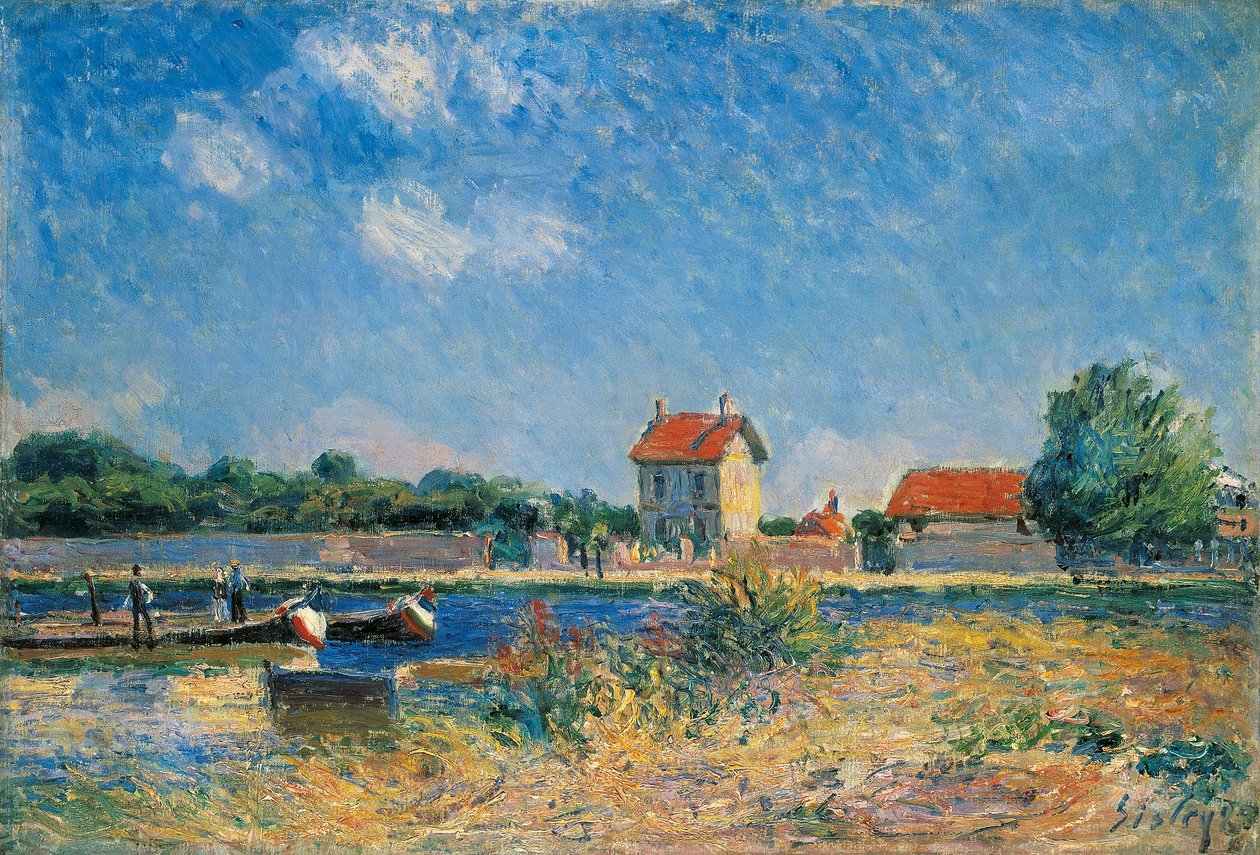 Bredden av Canal du Loing ved Saint-Mammes av Alfred Sisley