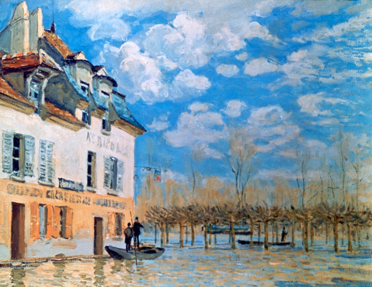 Båten i flommen, Port-Marly, 1876 av Alfred Sisley