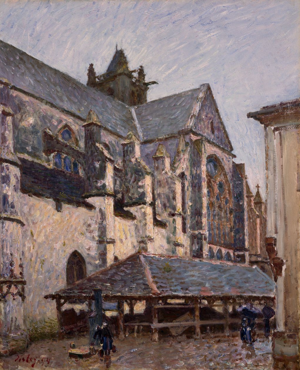 Kirken i Moret i regnet, 1894 av Alfred Sisley