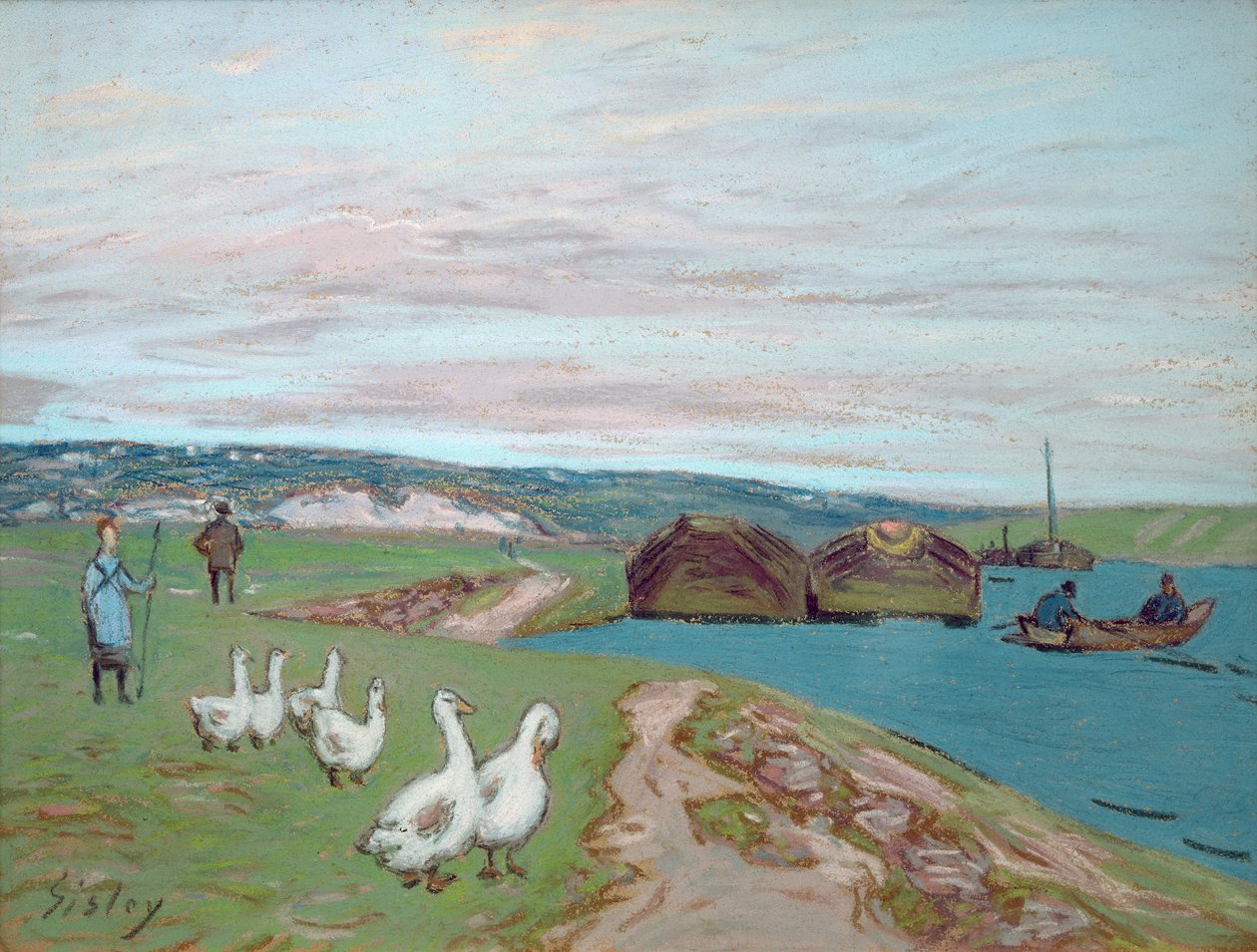 Gåsejenta (pastell) av Alfred Sisley