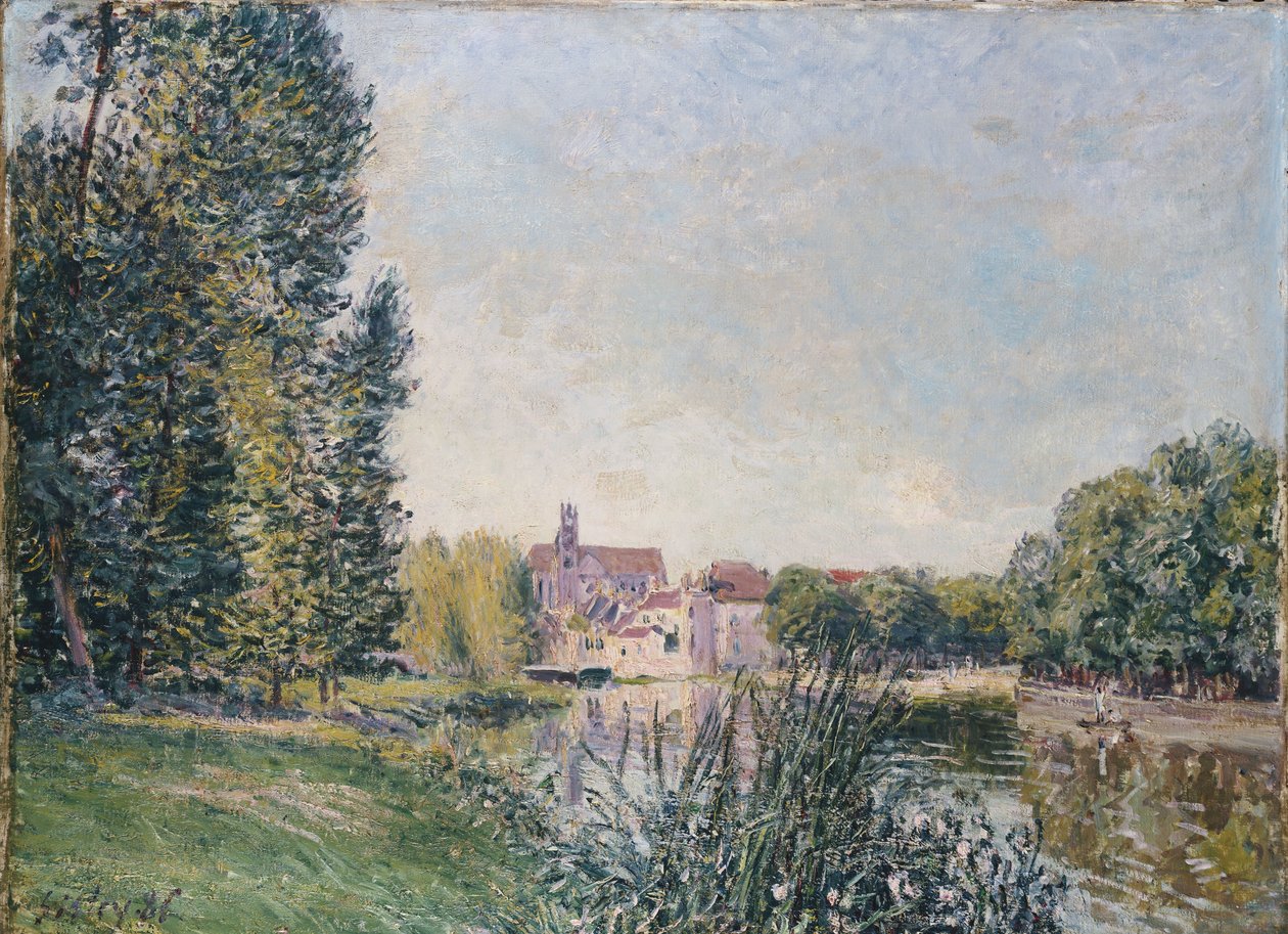 The Loing and the Church at Moret, 1886 av Alfred Sisley